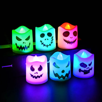 6pc Halloween Led Ghost Pumpkin Candle Light