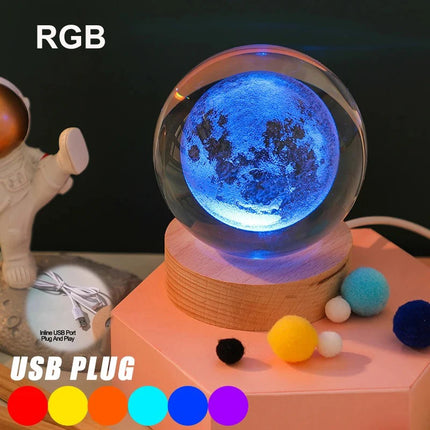 3D Crystal RGB Planetary Galaxy Night Light