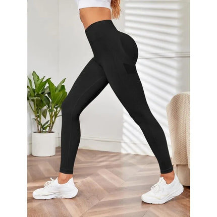 Women Blue Seamless Butt Lifting Fitness Leggings