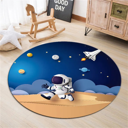 Kids Room Space Astronaut Round Area Rug