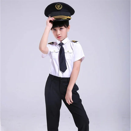 Kids Pilot Costumes Girl Flight Attendant Set