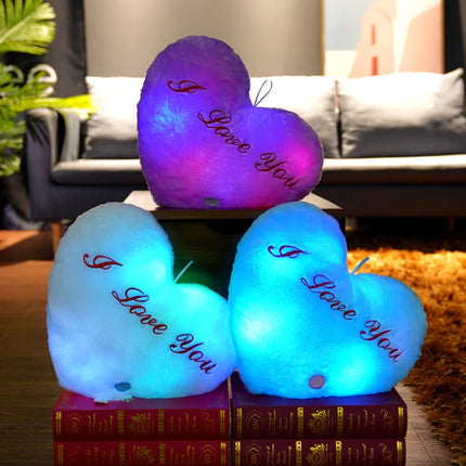 LED Multicolor Plush Heart Pillows Gift