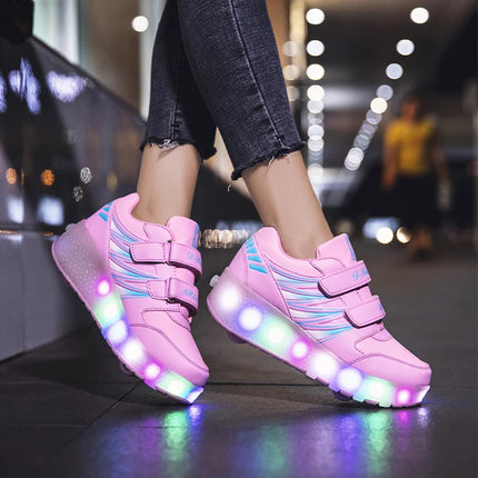 Kid Girl Tow Wheels LED Skate Shoes