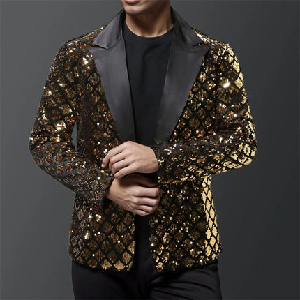 Men Plaid Sequin 3D Party Blazer