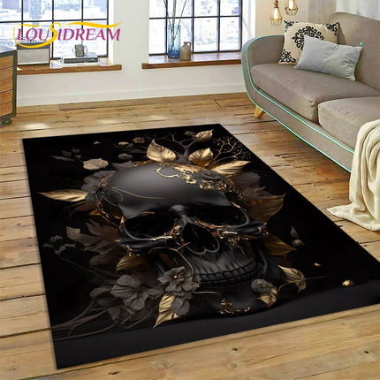 Home Cartoon Skull Gothic 3D Area Rugs