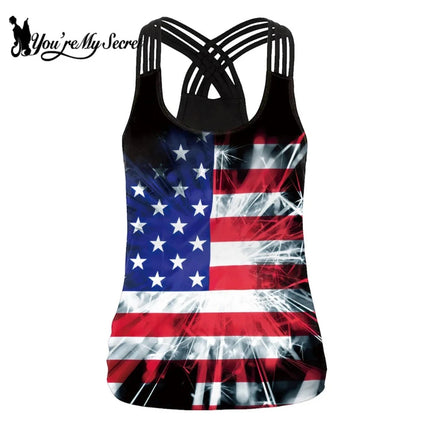 Women American Flag Sleeveless Tank Top