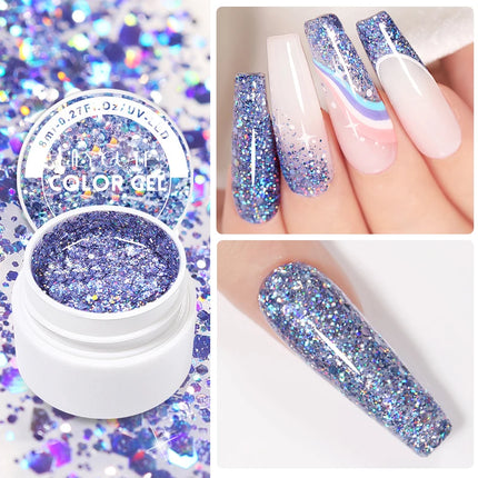 LILYCUTE 7ML Sequin Gel Blue Silver Nail Polish