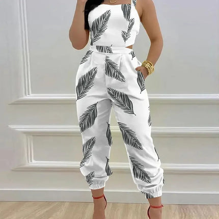 Women Backless Blue Bow Casual Jumpsuit