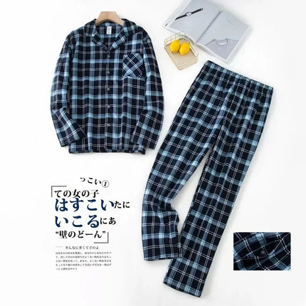 Men Home Suits Star Plaid Pajama Sets