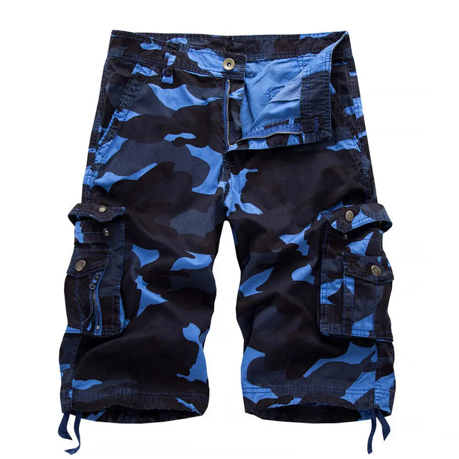 Men Summer Purple Blue Camo Cargo Shorts