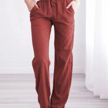 Women Drawstring Casual Wide Leg Pants