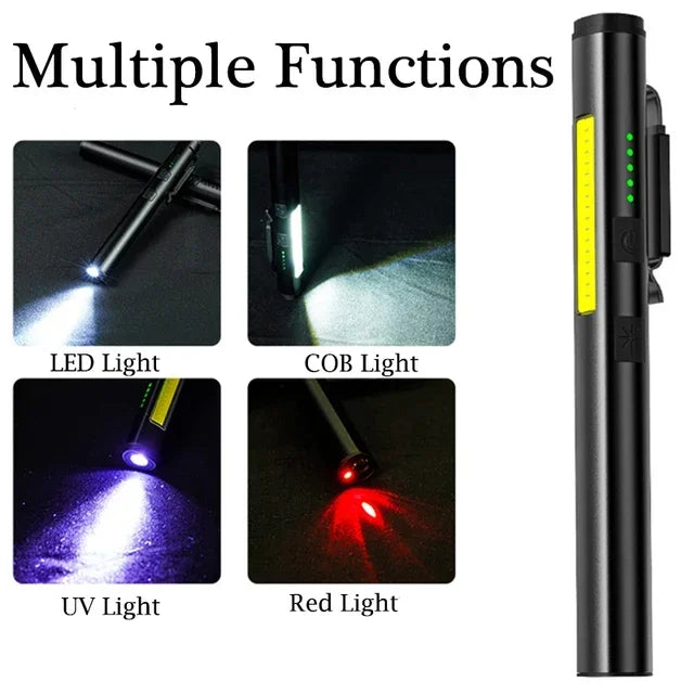 Mini LED Side COB USB Pen Clip Flashlight