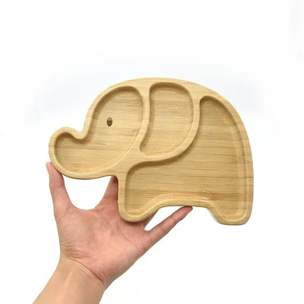 Eco-Friendly Baby Food Wooden Animal Dinner Tray Set