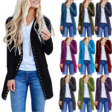 Women 2024 European Style Button Sweater Cardigan