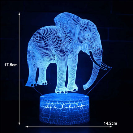Kids Room 3D LED Elephant Animal Night Light