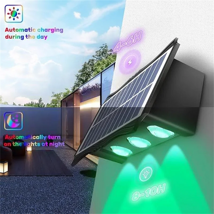 Solar RGB LED Outdoor Exterior Wall Sconce