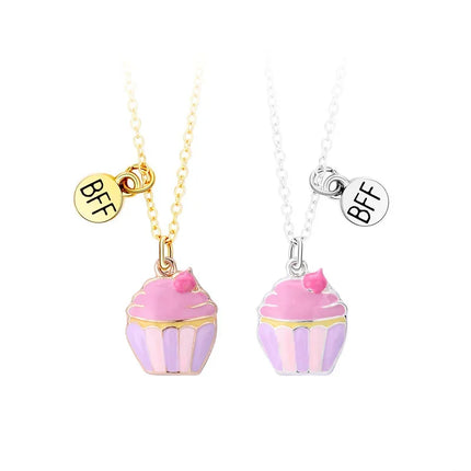 Girls 2PC Cartoon Resin Unicorn Pendant Necklace