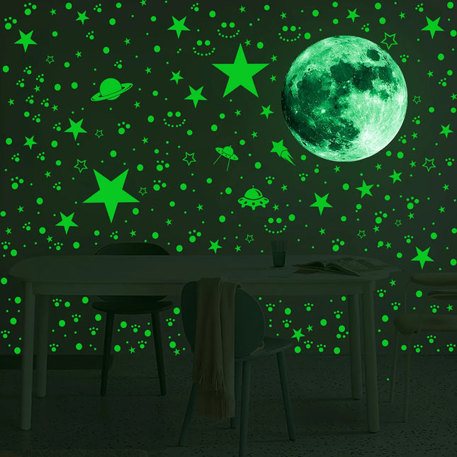 Kids Room Space Stars 3D Luminous DIY Wall Sticker Sets
