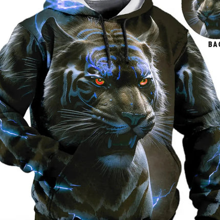 Men Vintage Tiger 3D Animal Hoodies