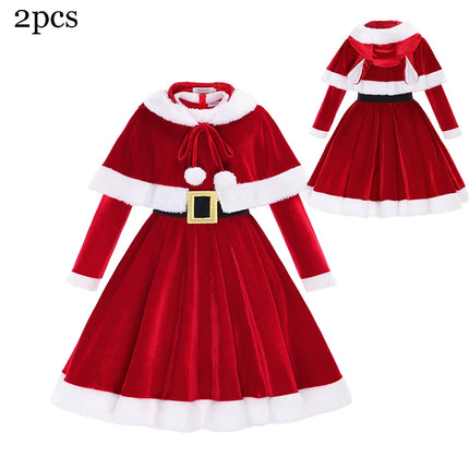 Baby Girl Xmas Party 2pc Velvet Dress Sets