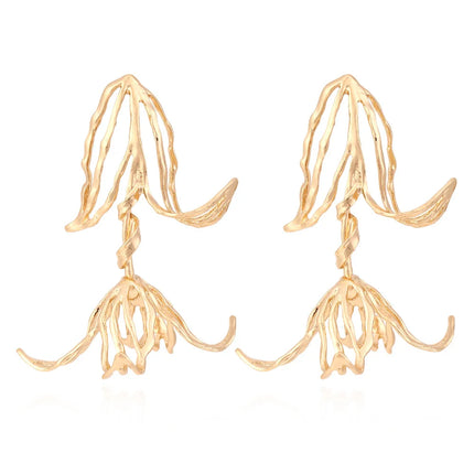 Women Oversized Hollow Tulip Dangle Earrings