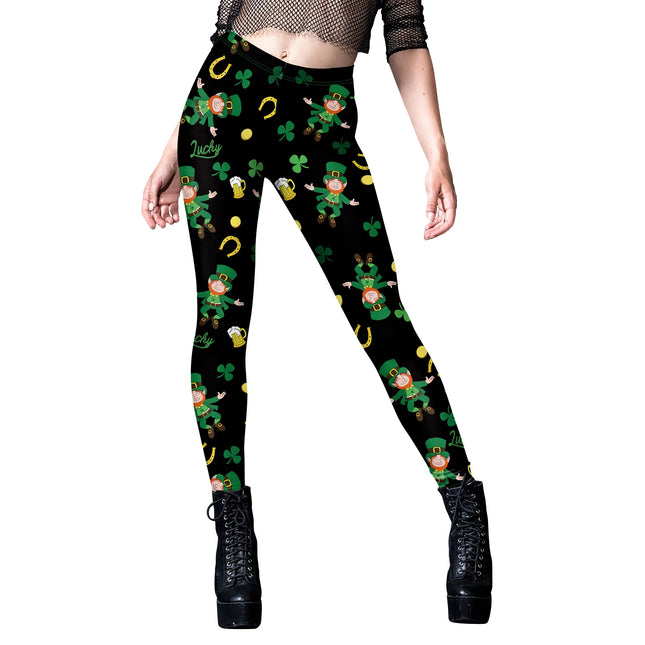 Women Lucky Shamrock High Waist Leggings