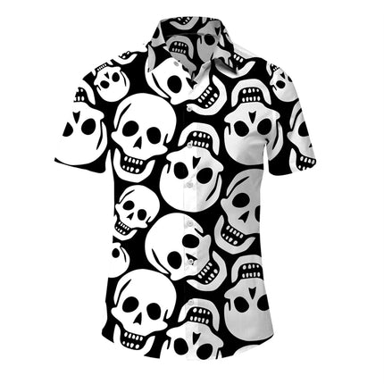 Men Hawaiian 3D Lapel Skull Party Shirts