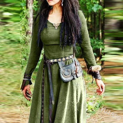 Women Long Fairy Viking Gothic Maxi Dress