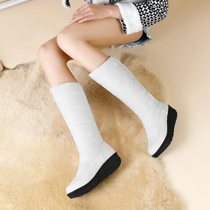 Women Mid Calf Winter Down Platform Boots.