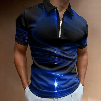 Men Turn-Down Zipper Polo Shirts