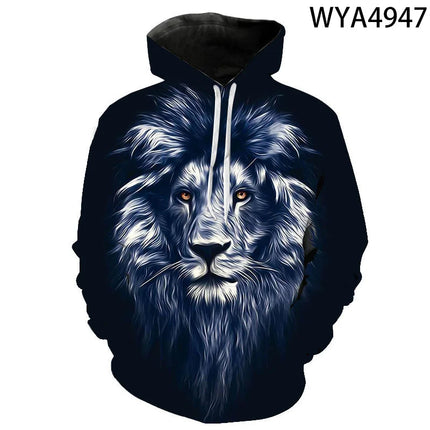 Men 2024 Lion 3D Streetwear Animal Hoodies