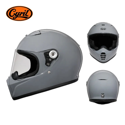 Lightweight Full Face White Beige Retro Motorcycle Helmet