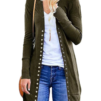 Women 2024 European Style Button Sweater Cardigan