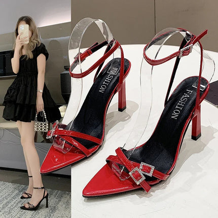 Women 2024 Red Black Gladiator Pumps