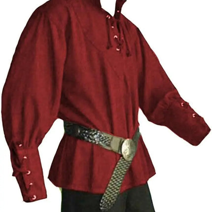 Men Nordic Medieval Pirate Tunic Costume Shirt