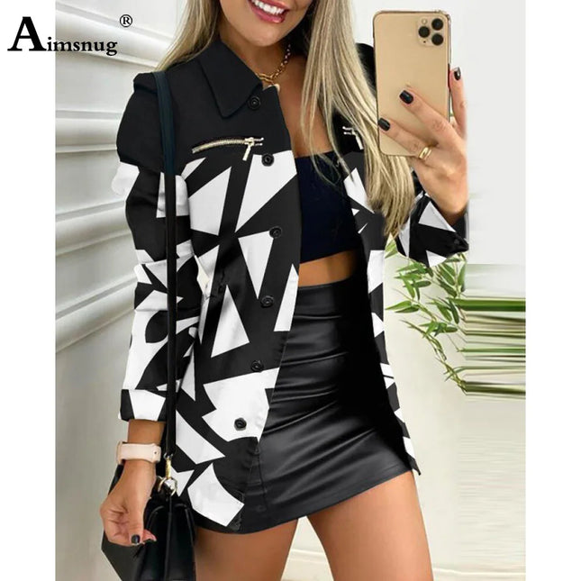 Women 3D Print Vintage Lightweight Jacket