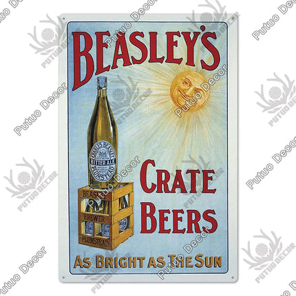 Save Water Drink Beer Vintage Sign Decor