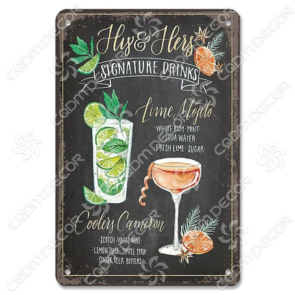 Pina Colada Drink Mojito Vintage Wall Sign