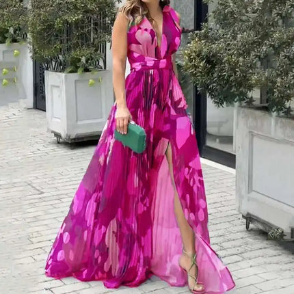 Women Tie-Dye High Split Maxi Dress