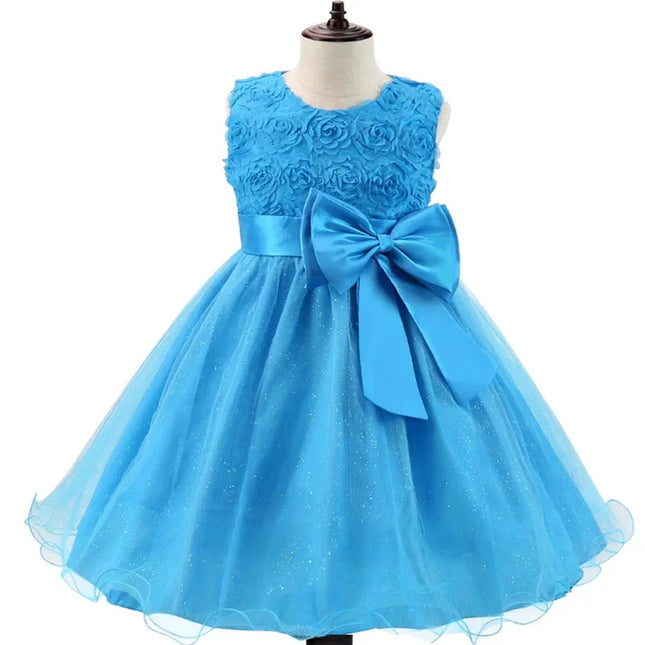 Girl 1-12 Summer Bow Wedding Party Dress