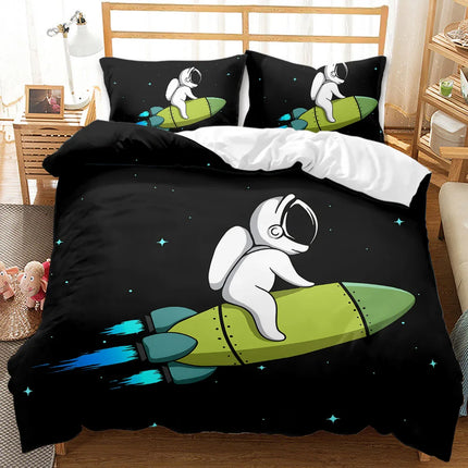 Kids Room Cartoon Astronaut Duvet Cover Bedding Set