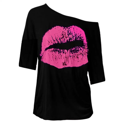 Women Casual Summer Lips 3D Gothic Shirts