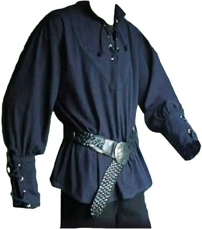 Men Nordic Medieval Pirate Tunic Costume Shirt