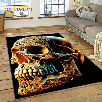 Home Cartoon Skull Gothic 3D Area Rugs