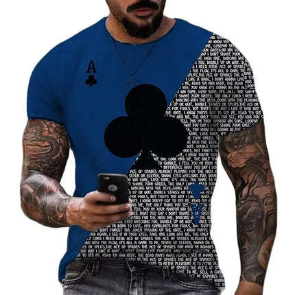 Men 3D Ace Poker Playing Cards Shirts