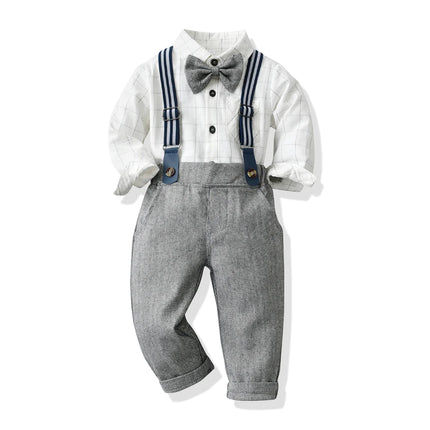 Baby Boy Fashion Plaid Purple Blue Gentleman Outfits