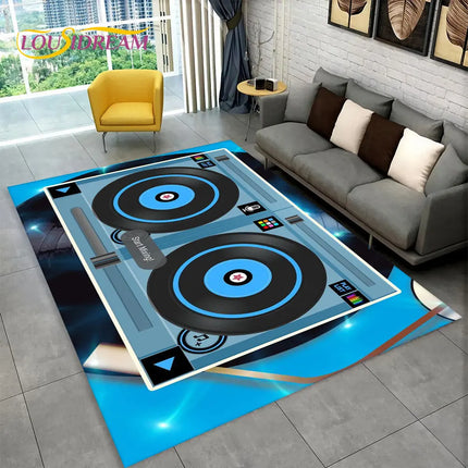 3D DJ Music Keyboard Living Area Rugs