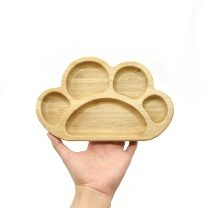 Eco-Friendly Baby Food Wooden Animal Dinner Tray Set