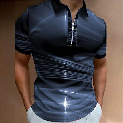 Men Turn-Down Zipper Polo Shirts