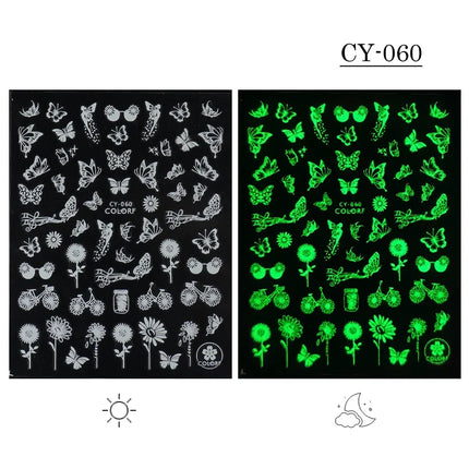 3D Butterfly Star Luminous Nail Stickers